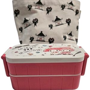 My Melody Bento Lunch Box Wasabi Cat Print Canvas Bag NWOT